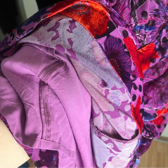 Nina Pace for Anthropologie Velvet Burnout Maxi Skirt Purple Red Floral Size S - Picture 11 of 14